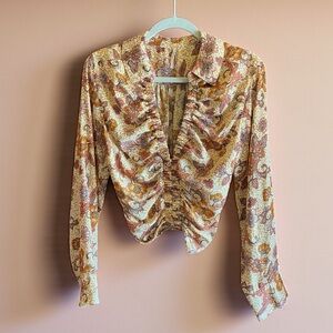 Free People Cinch Crop Floral Top
